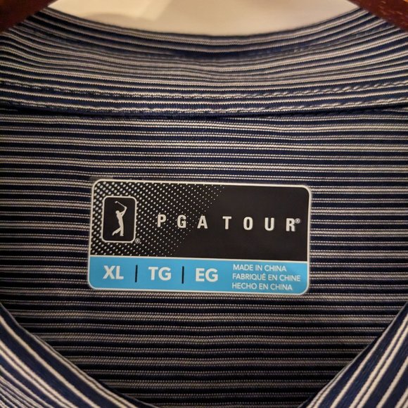NWT PGA Tour Polo, Striped Peacoat, XL - Picture 9 of 12